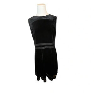Calvin Klein Dress Woman 10  Black Velvet Mesh Cocktail Evening Classic Preppy‎